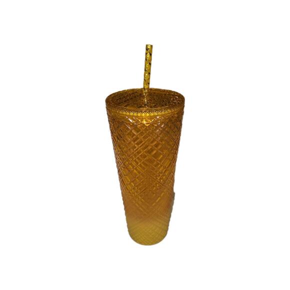 Starbucks Tumbler 2022 Orange Mango Jeweled Grid Gradient 24oz Venti Cup NWT - Picture 2 of 7